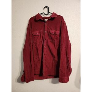 J. Crew Mens Corduroy Work Shirt‎ Classic Fit Large Burgundy